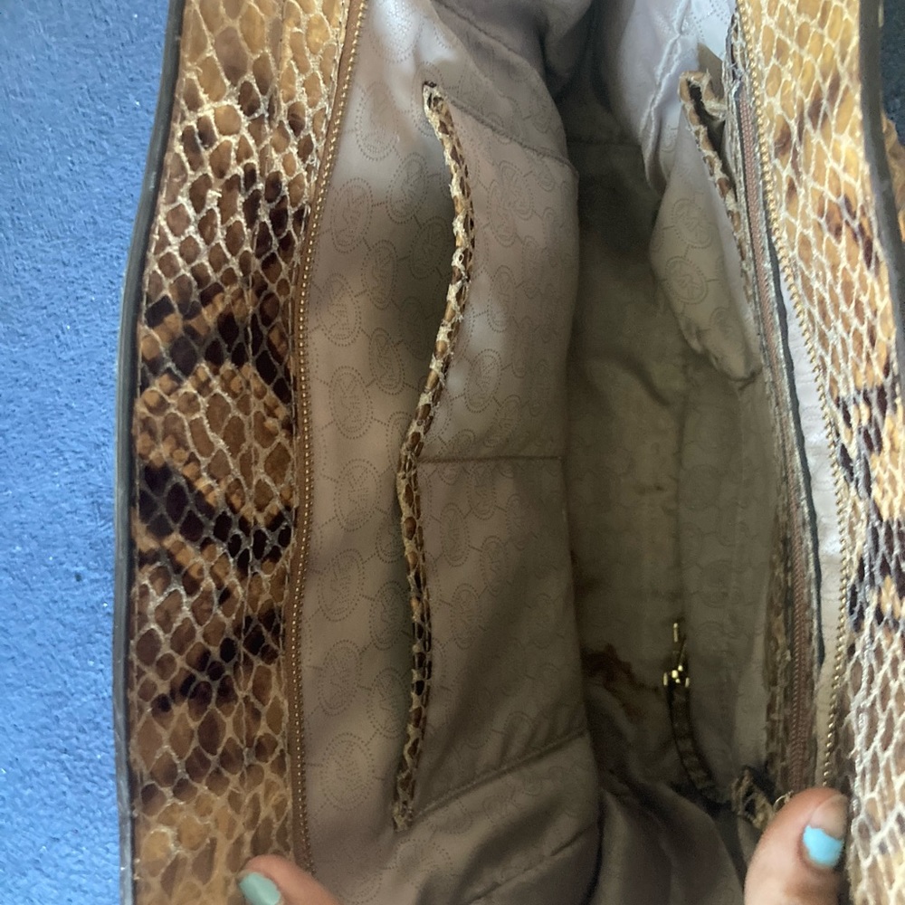 Michael Kors Snakeskin Python Leather Studded Han… - image 2